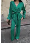 Omarı Yumuşak Saten Takım - Yeşil
