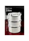 Sefer Tası Yemek Kabı Paslanmaz Çelik 3 Katlı 14 cm 3 LİTRE