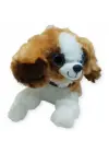 Sesli Peluş Yatan Köpek 25 cm - Kahve Beyaz