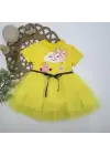 Omarı Yıldız ve Civciv Detaylı Yaz Bebek Elbisesi - Sarı