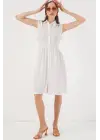 Sıfır Kol Midi Elbise 2563 - Beyaz
