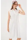 Sıfır Kol Midi Elbise 2563 - Beyaz