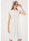 Sıfır Kol Midi Elbise 2563 - Beyaz