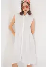 Sıfır Kol Midi Elbise 2563 - Beyaz