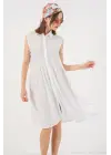Sıfır Kol Midi Elbise 2563 - Beyaz