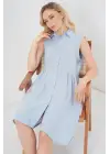 Sıfır Kol Midi Elbise 2563 - Mavi