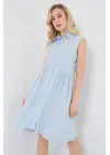 Sıfır Kol Midi Elbise 2563 - Mavi