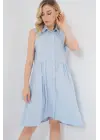 Sıfır Kol Midi Elbise 2563 - Mavi