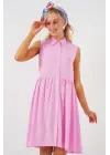 Sıfır Kol Midi Elbise 2563 - Pembe