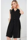 Sıfır Kol Midi Elbise 2563 - Siyah