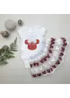 Şık 1-2-3 Yaş Kısa Kollu Kırmızı Bebek Takımı