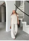 Omarı Elegan Keten Ikili Takım - Beyaz
