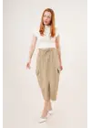 Omarı Modern Tarzda Ön Yırtmaçlı Haki Etek