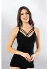 Şık İp Askılı Siyah Atlet