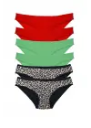 Omarı 6 Adet Likralı Leopar Desenli Kadın Slip Külot