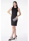 Omarı Siyah Mini Elbise