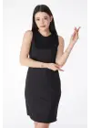 Omarı Siyah Mini Elbise