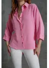 Omarı Şık ve Fonksiyonel Kol Detaylı Pembe Gömlek
