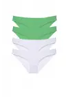 Omarı Yumuşak Likralı Kadın Slip Seti Yeşil Beyaz