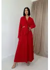Omarı Kırmızı Uzun Etek ve Gömlek Takımı