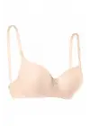 Omarı Silikonlu Desteksiz Telli Düz Boş Sütyen - Ten Rengi
