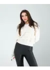 Omarı Dantelli Beyaz Triko Bluz