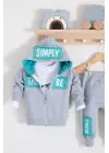 Simply Desenli Kapişonlu 3lü Erkek Bebek Takımı
