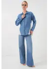 Sırt Detaylı Kot Gömlek 20305 - Mavi