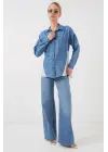 Sırt Detaylı Kot Gömlek 20305 - Mavi