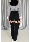 Siyah Askılı İki Parça Jeans Pantolon
