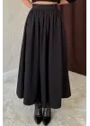 Siyah Beli Büzgülü Etek