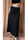 Siyah Beli Lastikli Etek