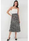 Siyah Beyaz Desenli Saten Etek 15806