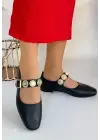 Omarı Siyah Cilt Babet Ayakkabı