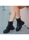 Omarı Siyah Cilt Bağcıklı Bot - Trend Ayakkabı Modası