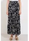 Siyah Desenli Uzun Viskon Etek 1898
