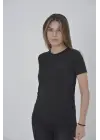Omarı Siyah Göğüs Detaylı Slim Fit T-shirt
