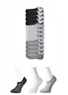 Omarı Görünmez Erkek Çorap Seti - Siyah, Gri, Beyaz