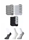 Omarı Erkek Görünmez Çorap Seti - 15 Çift Siyah Gri Beyaz