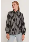 Siyah Gümüş Varak Desenli Gömlek 20253