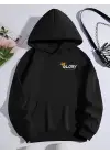 Omarı Siyah Kapşonlu Kışlık Sweatshirt