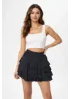 Şık Mini Fırfıtlı Yüksel Bel Etek