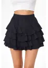 Şık Mini Fırfıtlı Yüksel Bel Etek