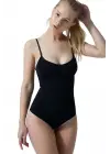Omarı Kadın Korseli Çıtçıtlı Body Atlet - Siyah