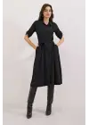 Siyah Kuşaklı Gömlek Elbise 2442