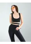 Omarı Siyah Önü Kurdeleli Askılı Crop Top
