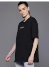 Omarı Siyah Oversize Baskılı T-shirt