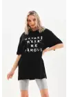 Omarı Siyah Baskılı Oversize Unisex T-Shirt