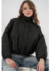 Siyah Oversize Bomber Şişme Mont 5124
