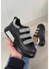 Omarı Siyah Cilt Simli Spor Ayakkabı